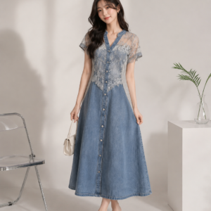 蕾絲牛仔洋裝