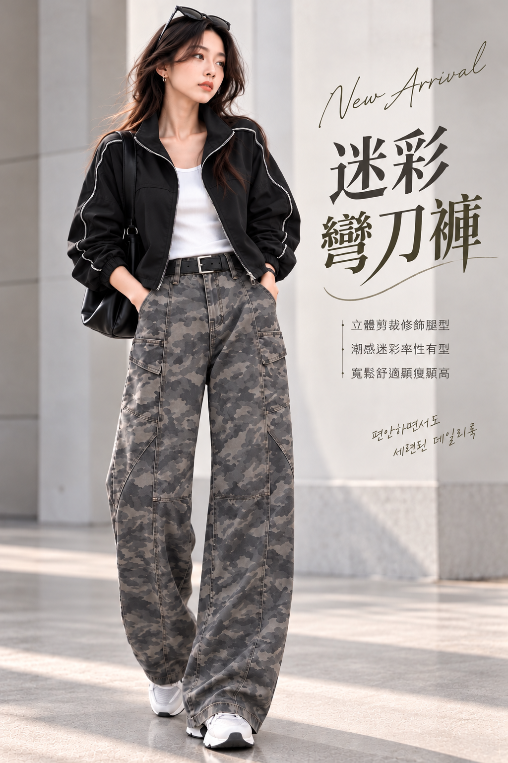 迷彩立體剪裁彎刀褲